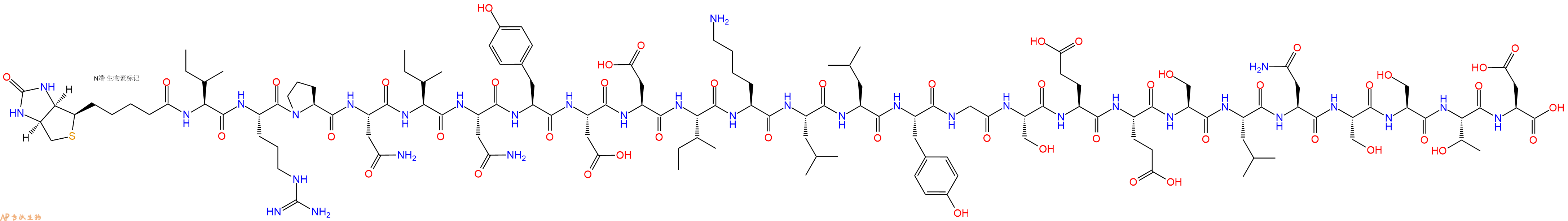 专肽生物产品Biotinyl-Ile-Arg-Pro-Asn-Ile-Asn-Tyr-Asp-Asp-Ile-Lys-Leu-Leu-Tyr-Gly-Ser-Glu-Glu-Ser-Leu-Asn-Ser-Ser-Thr-Asp-OH