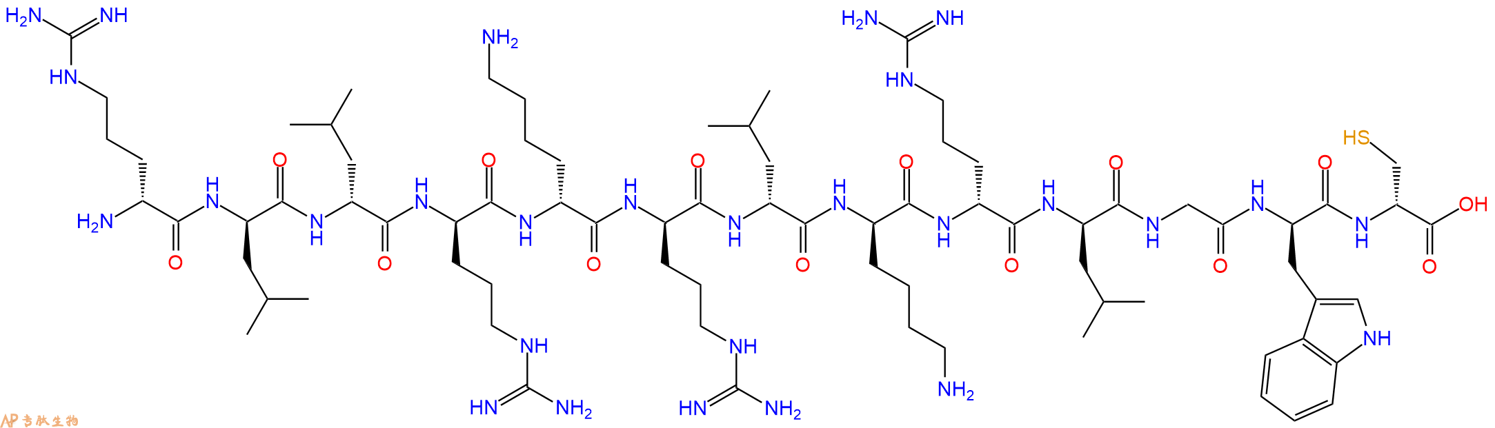 专肽生物产品H2N-DArg-DLeu-DLeu-DArg-DLys-DArg-DLeu-DLys-DArg-DLeu-Gly-DTrp-DCys-OH