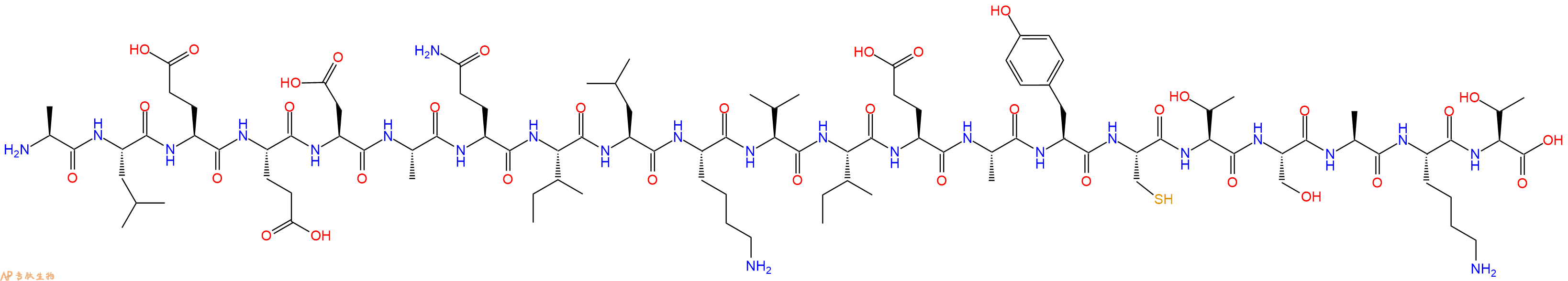 专肽生物产品H2N-Ala-Leu-Glu-Glu-Asp-Ala-Gln-Ile-Leu-Lys-Val-Ile-Glu-Ala-Tyr-Cys-Thr-Ser-Ala-Lys-Thr-OH