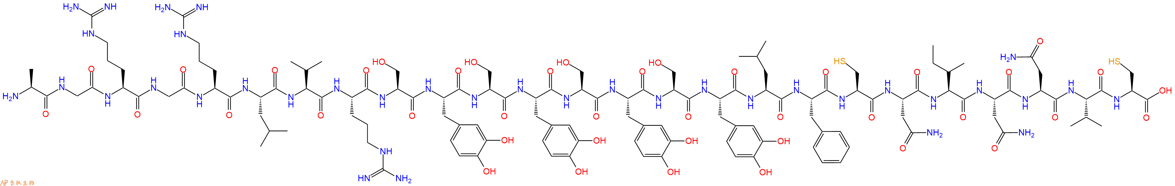 专肽生物产品H2N-Ala-Gly-Arg-Gly-Arg-Leu-Val-Arg-Ser-DOPA-Ser-DOPA-Ser-DOPA-Ser-DOPA-Leu-Phe-Cys-Asn-Ile-Asn-Asn-Val-Cys-OH