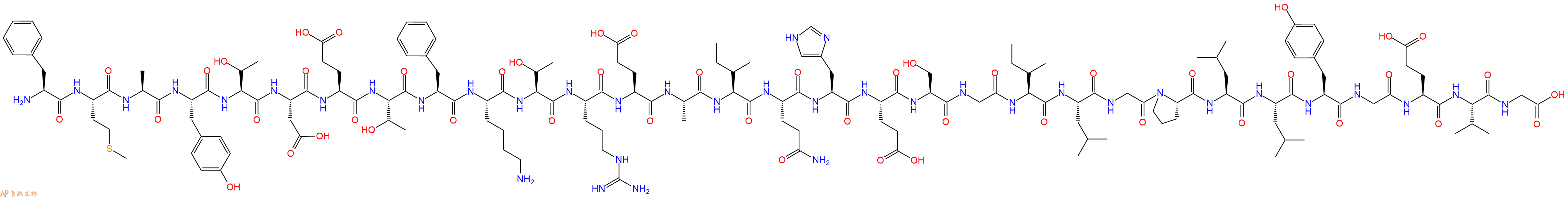 专肽生物产品H2N-Phe-Met-Ala-Tyr-Thr-Asp-Glu-Thr-Phe-Lys-Thr-Arg-Glu-Ala-Ile-Gln-His-Glu-Ser-Gly-Ile-Leu-Gly-Pro-Leu-Leu-Tyr-Gly-Glu-Val-Gly-OH