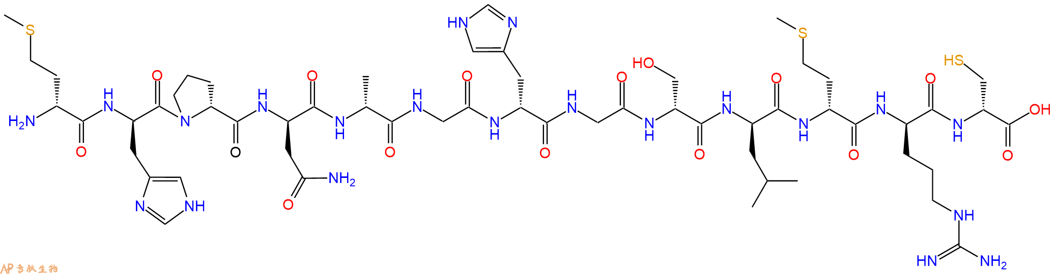 专肽生物产品H2N-DMet-DHis-DPro-DAsn-DAla-Gly-DHis-Gly-DSer-DLeu-DMet-DArg-DCys-OH