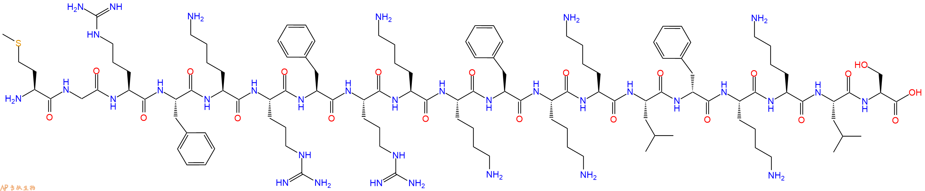 专肽生物产品H2N-Met-Gly-Arg-Phe-Lys-Arg-Phe-Arg-Lys-Lys-Phe-Lys-Lys-Leu-DPhe-Lys-Lys-Leu-Ser-OH