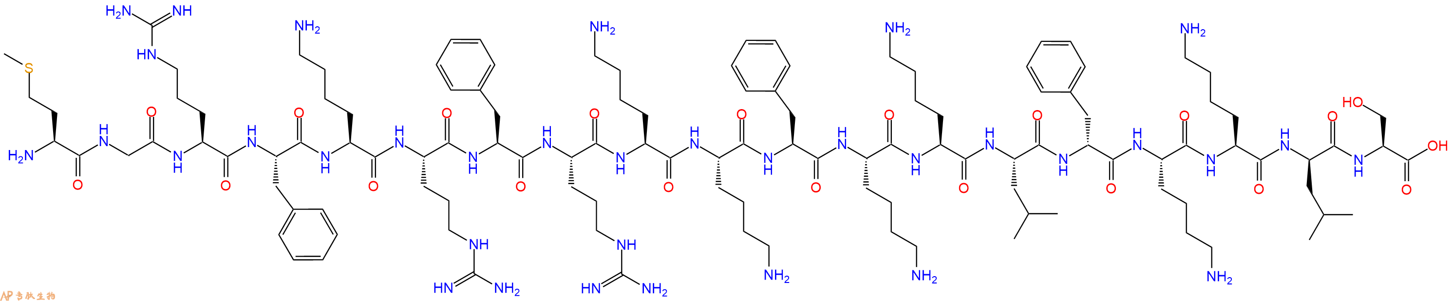 专肽生物产品H2N-Met-Gly-Arg-Phe-Lys-Arg-Phe-Arg-Lys-Lys-Phe-Lys-Lys-Leu-DPhe-Lys-Lys-DLeu-Ser-OH