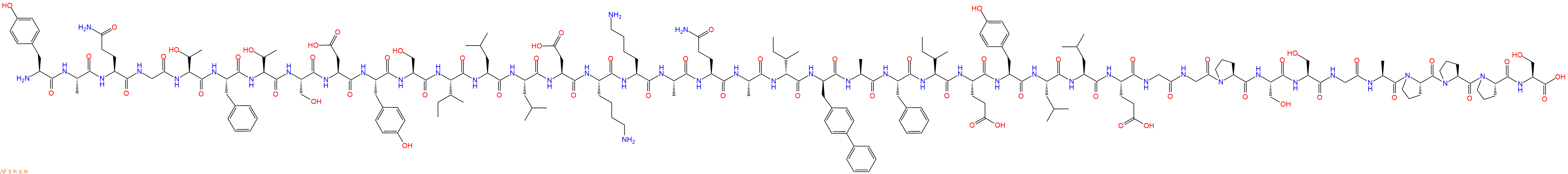 专肽生物产品H2N-Tyr-Ala-Gln-Gly-Thr-Phe-Thr-Ser-Asp-Tyr-Ser-Ile-Leu-Leu-Asp-Lys-Lys-Ala-Gln-Ala-DIle-DBip-Ala-Phe-Ile-Glu-Tyr-Leu-Leu-Glu-Gly-Gly-Pro-Ser-Ser-Gly-Ala-Pro-Pro-Pro-Ser-OH