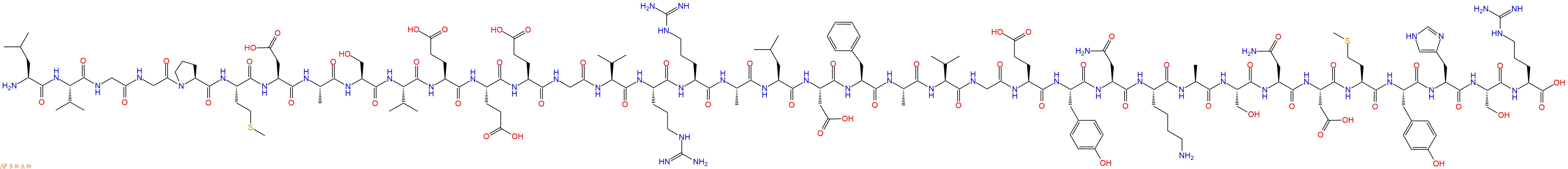 专肽生物产品H2N-Leu-Val-Gly-Gly-Pro-Met-Asp-Ala-Ser-Val-Glu-Glu-Glu-Gly-Val-Arg-Arg-Ala-Leu-Asp-Phe-Ala-Val-Gly-Glu-Tyr-Asn-Lys-Ala-Ser-Asn-Asp-Met-Tyr-His-Ser-Arg-OH