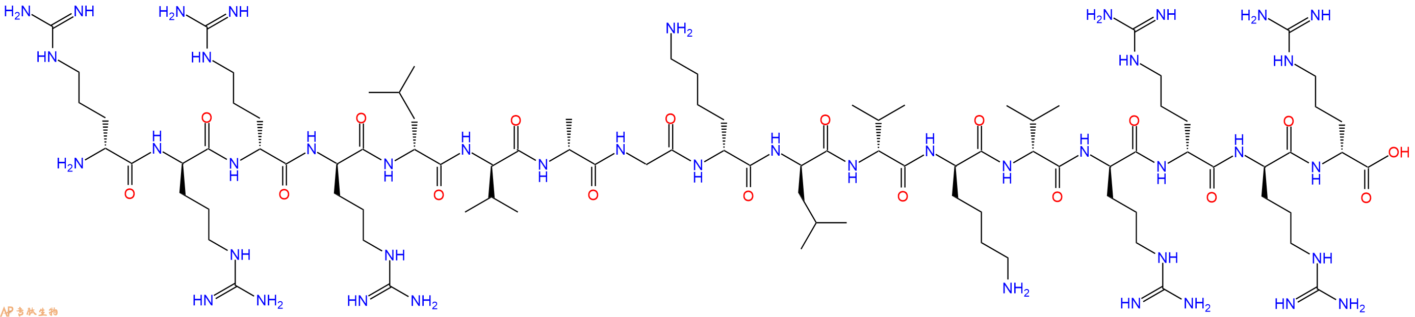 专肽生物产品H2N-DArg-DArg-DArg-DArg-DLeu-DVal-DAla-Gly-DLys-DLeu-DVal-DLys-DVal-DArg-DArg-DArg-DArg-OH