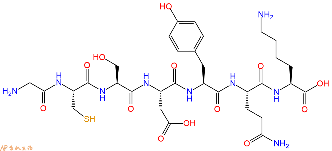 专肽生物产品H2N-Gly-Cys-Ser-Asp-Tyr-Gln-Lys-OH