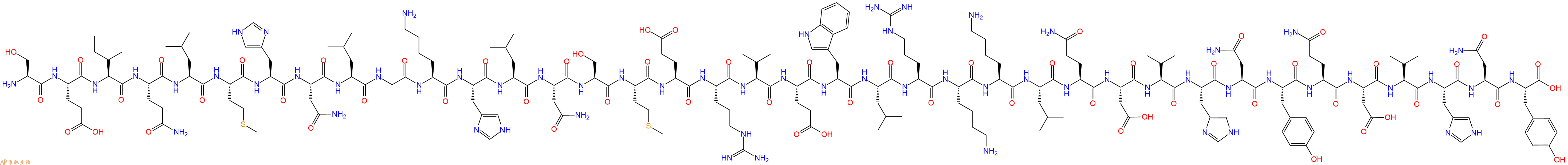 专肽生物产品H2N-Ser-Glu-Ile-Gln-Leu-Met-His-Asn-Leu-Gly-Lys-His-Leu-Asn-Ser-Met-Glu-Arg-Val-Glu-Trp-Leu-Arg-Lys-Lys-Leu-Gln-Asp-Val-His-Asn-Tyr-Gln-Asp-Val-His-Asn-Tyr-OH