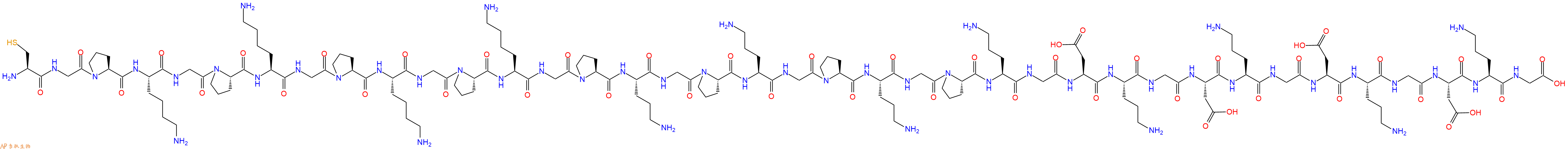 专肽生物产品H2N-Cys-Gly-Pro-Lys-Gly-Pro-Lys-Gly-Pro-Lys-Gly-Pro-Lys-Gly-Pro-Orn-Gly-Pro-Orn-Gly-Pro-Orn-Gly-Pro-Orn-Gly-Asp-Orn-Gly-Asp-Orn-Gly-Asp-Orn-Gly-Asp-Orn-Gly-OH