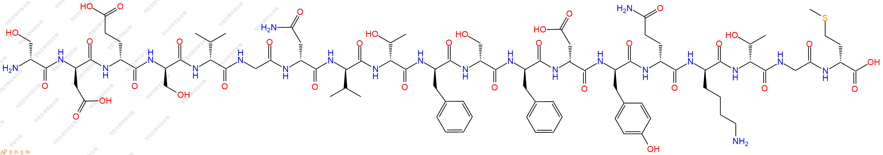 专肽生物产品H2N-DSer-DAsp-DGlu-DSer-DVal-Gly-DAsn-DVal-DThr-DPhe-DSer-DPhe-DAsp-DTyr-DGln-DLys-DThr-Gly-DMet-OH