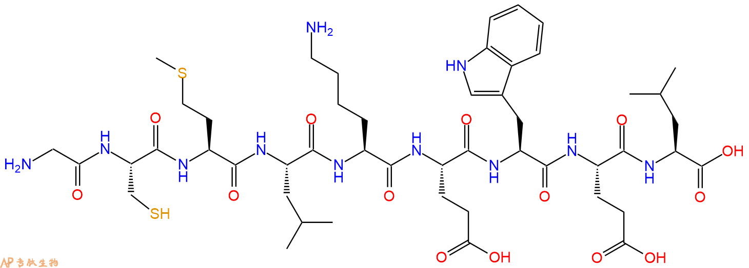 专肽生物产品H2N-Gly-Cys-Met-Leu-Lys-Glu-Trp-Glu-Leu-OH
