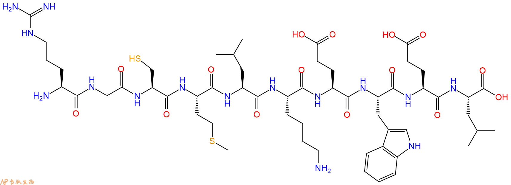 专肽生物产品H2N-Arg-Gly-Cys-Met-Leu-Lys-Glu-Trp-Glu-Leu-OH