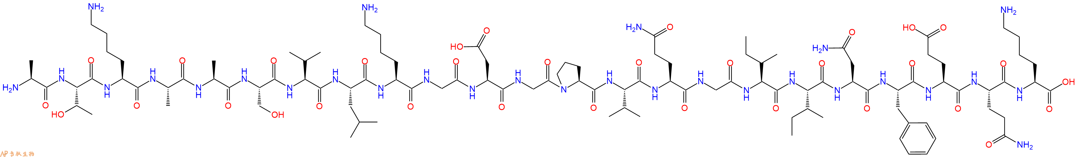 专肽生物产品H2N-Ala-Thr-Lys-Ala-Ala-Ser-Val-Leu-Lys-Gly-Asp-Gly-Pro-Val-Gln-Gly-Ile-Ile-Asn-Phe-Glu-Gln-Lys-OH
