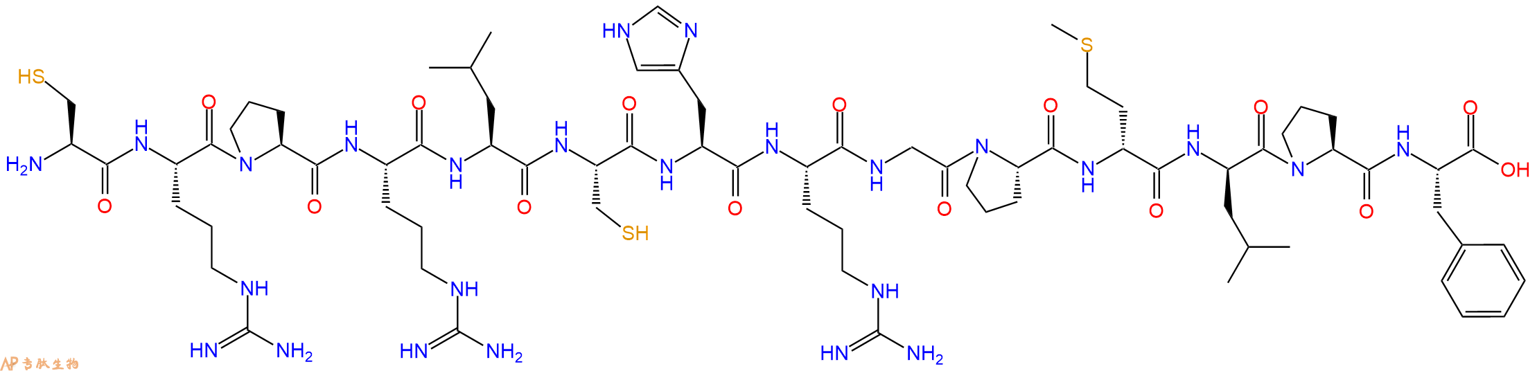 专肽生物产品H2N-Cys-Arg-Pro-Arg-Leu-Cys-His-Arg-Gly-Pro-DMet-DLeu-Pro-Phe-OH