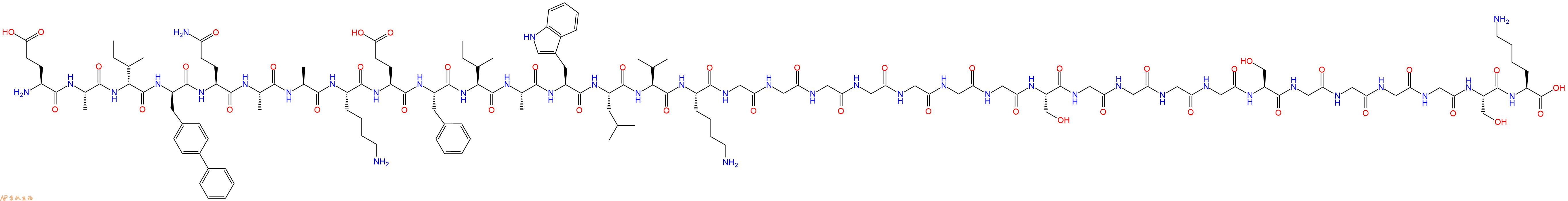 专肽生物产品H2N-Glu-Ala-DIle-DBip-Gln-Ala-Ala-Lys-Glu-Phe-Ile-Ala-Trp-Leu-Val-Lys-Gly-Gly-Gly-Gly-Gly-Gly-Gly-Ser-Gly-Gly-Gly-Gly-Ser-Gly-Gly-Gly-Gly-Ser-Lys-OH