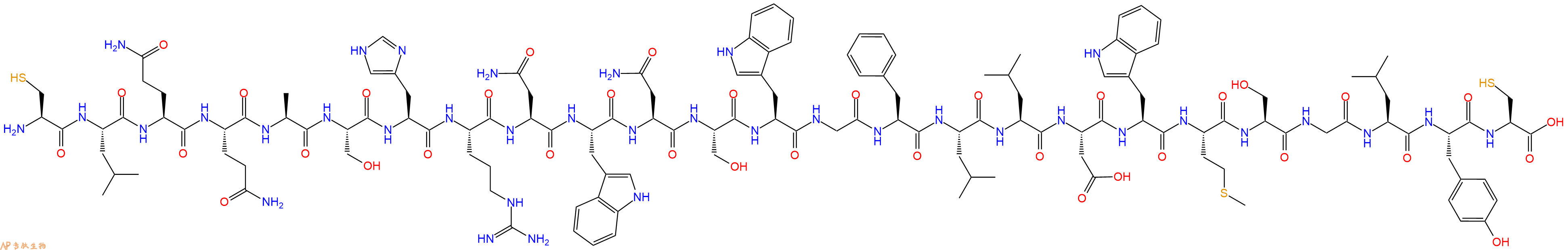 专肽生物产品H2N-Cys-Leu-Gln-Gln-Ala-Ser-His-Arg-Asn-Trp-Asn-Ser-Trp-Gly-Phe-Leu-Leu-Asp-Trp-Met-Ser-Gly-Leu-Tyr-Cys-OH