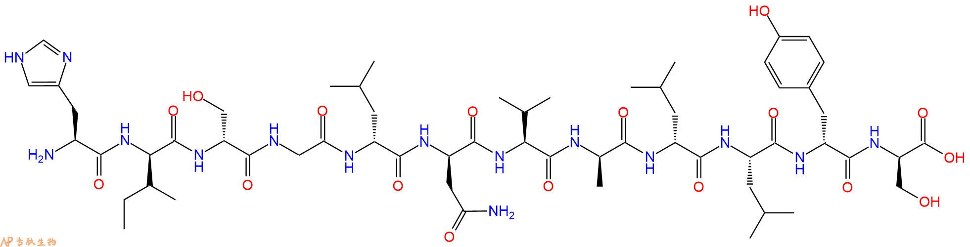 专肽生物产品H2N-His-DIle-DSer-Gly-DLeu-DAsn-Val-DAla-DLeu-Leu-DTyr-DSer-OH