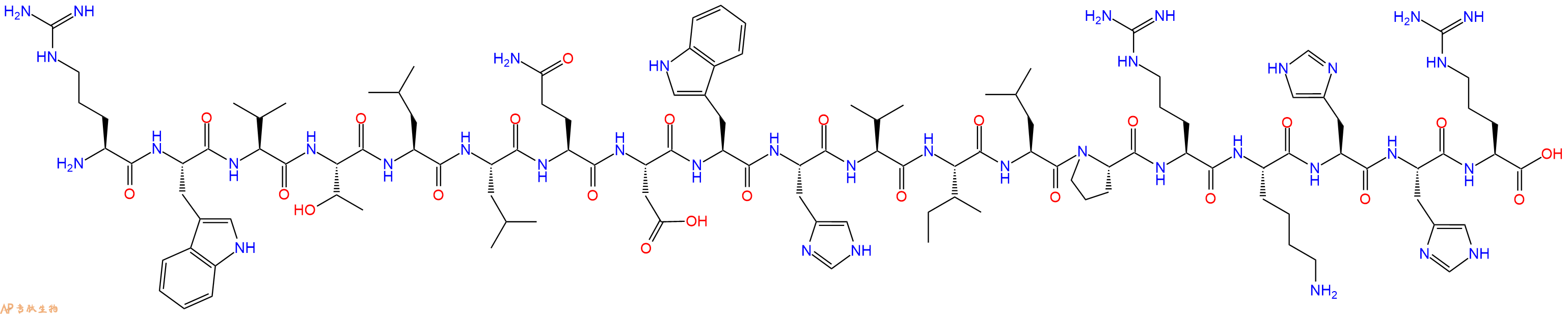 专肽生物产品H2N-Arg-Trp-Val-Thr-Leu-Leu-Gln-Asp-Trp-His-Val-Ile-Leu-Pro-Arg-Lys-His-His-Arg-OH