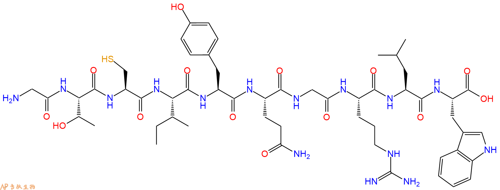 专肽生物产品H2N-Gly-Thr-Cys-Ile-Tyr-Gln-Gly-Arg-Leu-Trp-OH