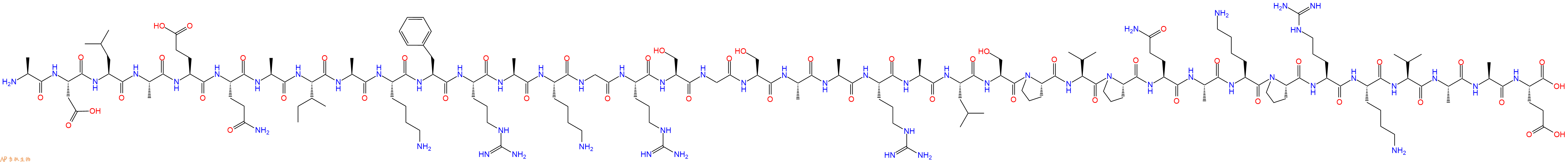 专肽生物产品H2N-Ala-Asp-Leu-Ala-Glu-Gln-Ala-Ile-Ala-Lys-Phe-Arg-Ala-Lys-Gly-Arg-Ser-Gly-Ser-Ala-Ala-Arg-Ala-Leu-Ser-Pro-Val-Pro-Gln-Ala-Lys-Pro-Arg-Lys-Val-Ala-Ala-Glu-OH