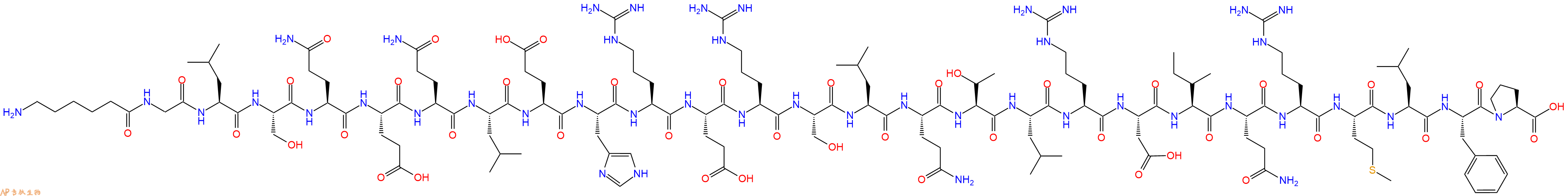 专肽生物产品H2N-Ahx-Gly-Leu-Ser-Gln-Glu-Gln-Leu-Glu-His-Arg-Glu-Arg-Ser-Leu-Gln-Thr-Leu-Arg-Asp-Ile-Gln-Arg-Met-Leu-Phe-Pro-OH