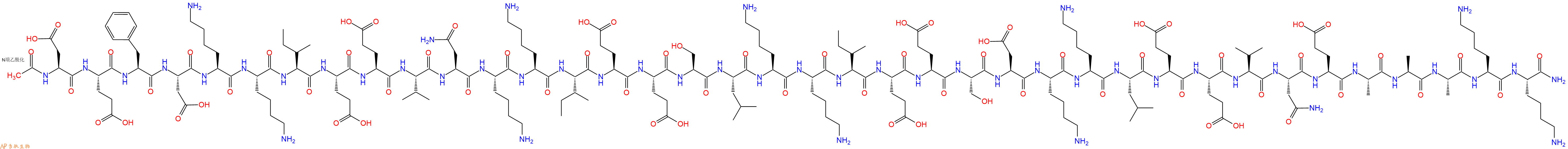 专肽生物产品Ac-Asp-Glu-Phe-Asp-Lys-Lys-Ile-Glu-Glu-Val-Asn-Lys-Lys-Ile-Glu-Glu-Ser-Leu-Lys-Lys-Ile-Glu-Glu-Ser-Asp-Lys-Lys-Leu-Glu-Glu-Val-Asn-Glu-Ala-Ala-Ala-Lys-Lys-NH2