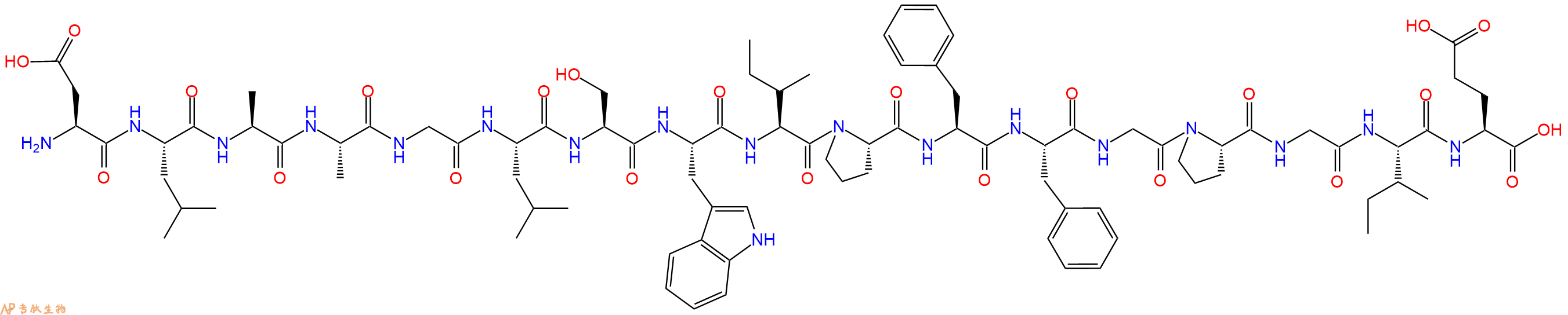 专肽生物产品H2N-Asp-Leu-Ala-Ala-Gly-Leu-Ser-Trp-Ile-Pro-Phe-Phe-Gly-Pro-Gly-Ile-Glu-OH