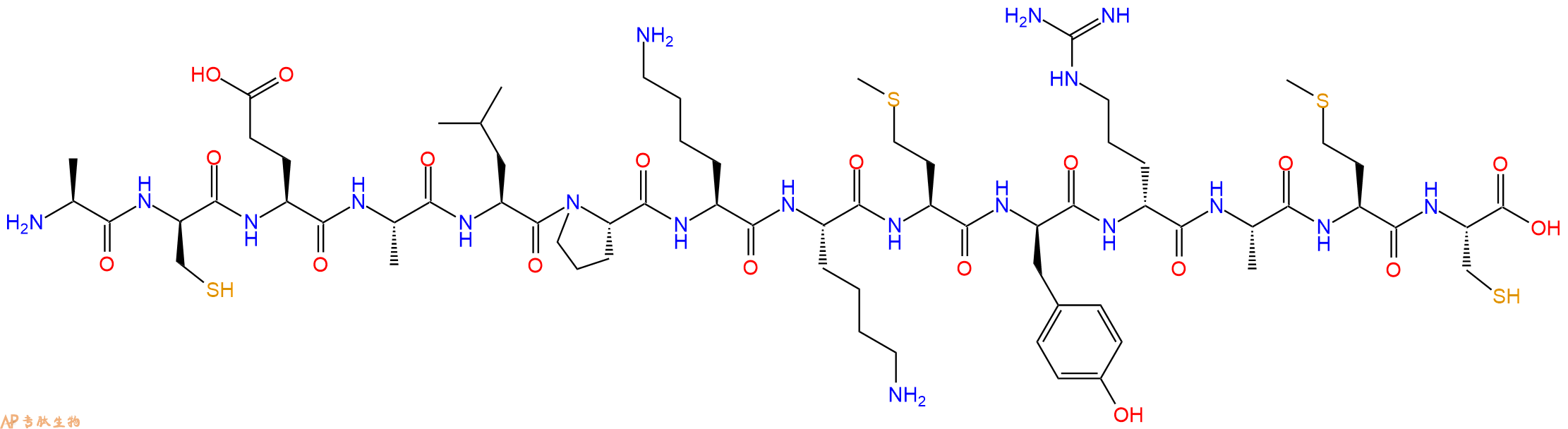 专肽生物产品H2N-Ala-DCys-Glu-Ala-Leu-Pro-Lys-Lys-Met-DTyr-DArg-Ala-Met-Cys-OH