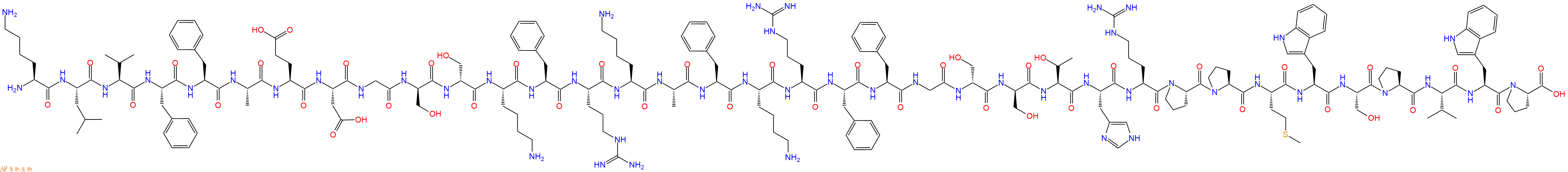 专肽生物产品H2N-Lys-Leu-Val-Phe-Phe-Ala-Glu-Asp-Gly-DSer-DSer-Lys-Phe-Arg-Lys-Ala-Phe-Lys-Arg-Phe-Phe-Gly-DSer-DSer-Thr-His-Arg-Pro-Pro-Met-Trp-Ser-Pro-Val-Trp-Pro-OH