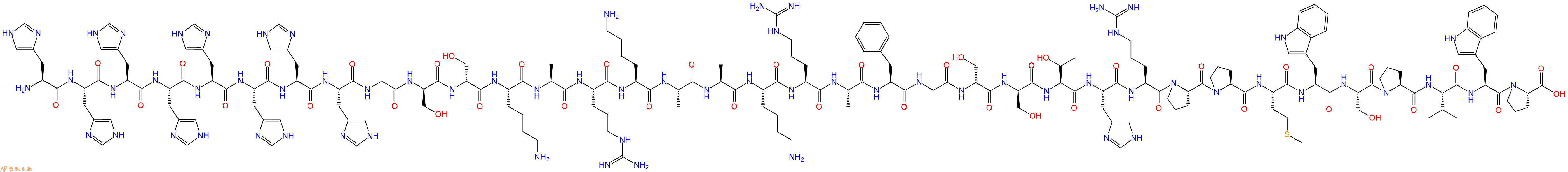 专肽生物产品H2N-His-His-His-His-His-His-His-His-Gly-DSer-DSer-Lys-Ala-Arg-Lys-Ala-Ala-Lys-Arg-Ala-Phe-Gly-DSer-DSer-Thr-His-Arg-Pro-Pro-Met-Trp-Ser-Pro-Val-Trp-Pro-OH