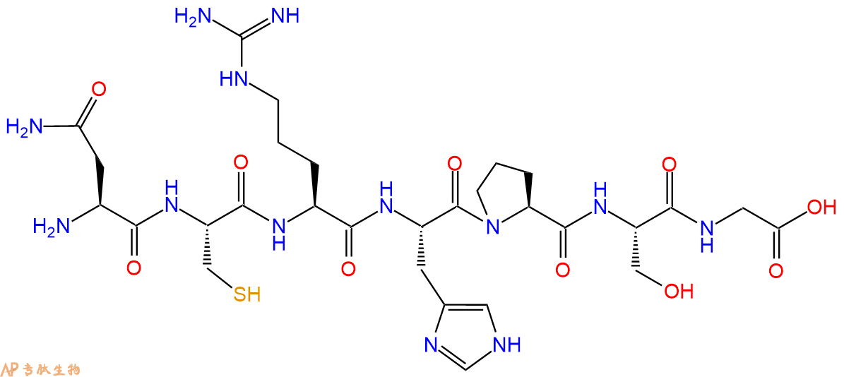 专肽生物产品H2N-Asn-Cys-Arg-His-Pro-Ser-Gly-OH
