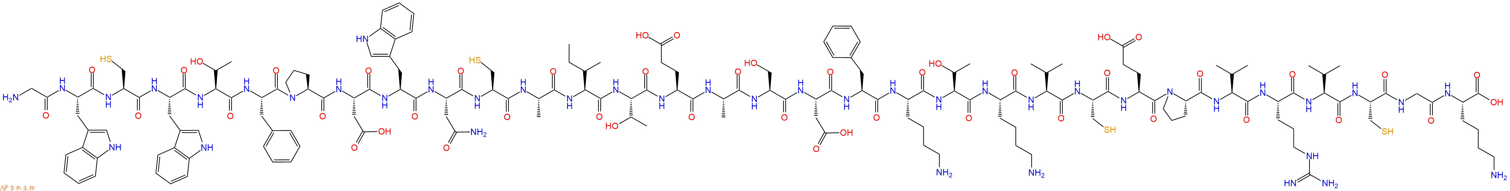 专肽生物产品H2N-Gly-Trp-Cys-Trp-Thr-Phe-Pro-Asp-Trp-Asn-Cys-Ala-Ile-Thr-Glu-Ala-Ser-Asp-Phe-Lys-Thr-Lys-Val-Cys-Glu-Pro-Val-Arg-Val-Cys-Gly-Lys-OH