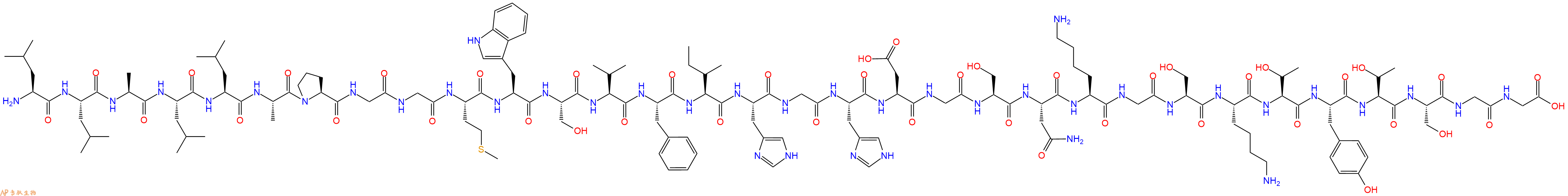 专肽生物产品H2N-Leu-Leu-Ala-Leu-Leu-Ala-Pro-Gly-Gly-Met-Trp-Ser-Val-Phe-Ile-His-Gly-His-Asp-Gly-Ser-Asn-Lys-Gly-Ser-Lys-Thr-Tyr-Thr-Ser-Gly-Gly-OH