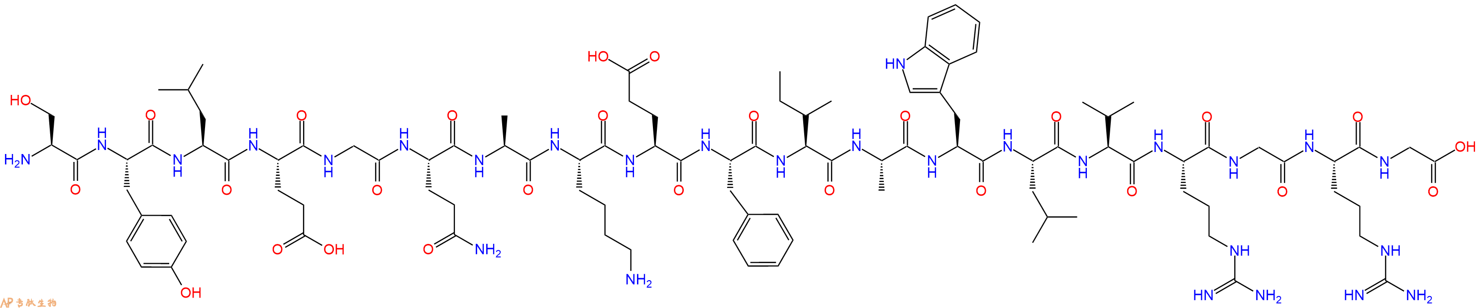 专肽生物产品H2N-Ser-Tyr-Leu-Glu-Gly-Gln-Ala-Lys-Glu-Phe-Ile-Ala-Trp-Leu-Val-Arg-Gly-Arg-Gly-OH