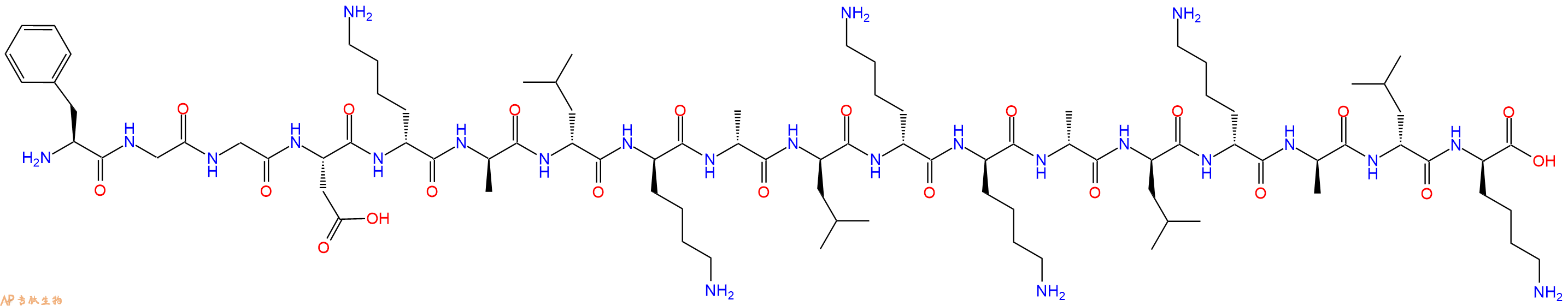 专肽生物产品H2N-Phe-Gly-Gly-Asp-DLys-DAla-DLeu-DLys-DAla-DLeu-DLys-DLys-DAla-DLeu-DLys-DAla-DLeu-DLys-OH