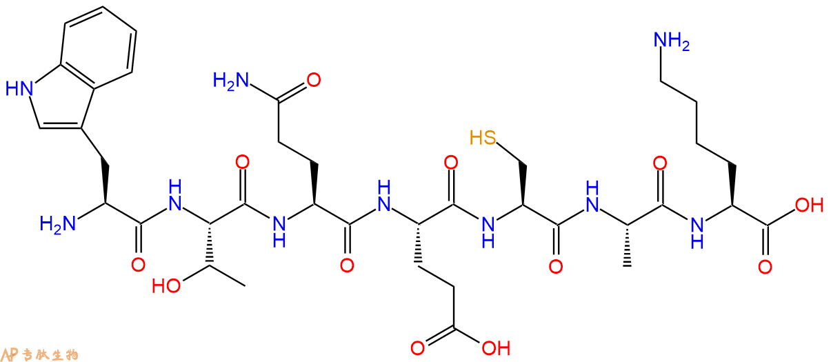 专肽生物产品H2N-Trp-Thr-Gln-Glu-Cys-Ala-Lys-OH