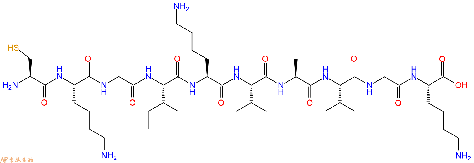 专肽生物产品H2N-Cys-Lys-Gly-Ile-Lys-Val-Ala-Val-Gly-Lys-OH
