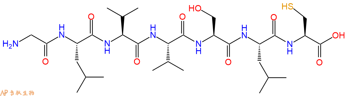 专肽生物产品H2N-Gly-Leu-Val-Val-Ser-Leu-Cys-OH