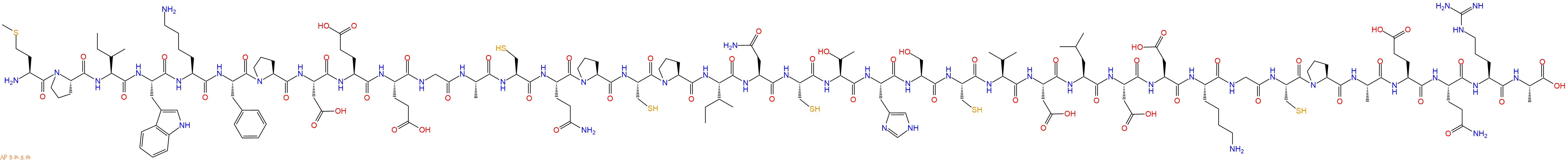 专肽生物产品H2N-Met-Pro-Ile-Trp-Lys-Phe-Pro-Asp-Glu-Glu-Gly-Ala-Cys-Gln-Pro-Cys-Pro-Ile-Asn-Cys-Thr-His-Ser-Cys-Val-Asp-Leu-Asp-Asp-Lys-Gly-Cys-Pro-Ala-Glu-Gln-Arg-Ala-OH