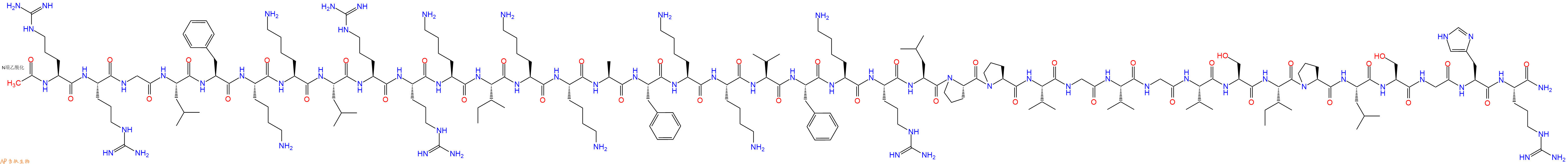 专肽生物产品Ac-Arg-Arg-Gly-Leu-Phe-Lys-Lys-Leu-Arg-Arg-Lys-Ile-Lys-Lys-Ala-Phe-Lys-Lys-Val-Phe-Lys-Arg-Leu-Pro-Pro-Val-Gly-Val-Gly-Val-Ser-Ile-Pro-Leu-Ser-Gly-His-Arg-NH2