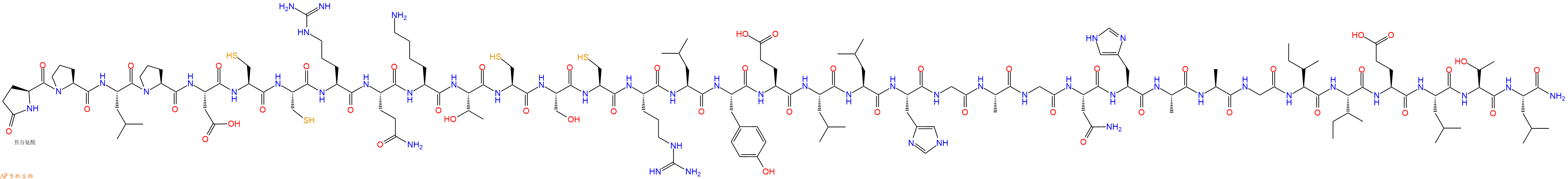 专肽生物产品Pyr-Pro-Leu-Pro-Asp-Cys-Cys-Arg-Gln-Lys-Thr-Cys-Ser-Cys-Arg-Leu-Tyr-Glu-Leu-Leu-His-Gly-Ala-Gly-Asn-His-Ala-Ala-Gly-Ile-Ile-Glu-Leu-Thr-Leu-NH2