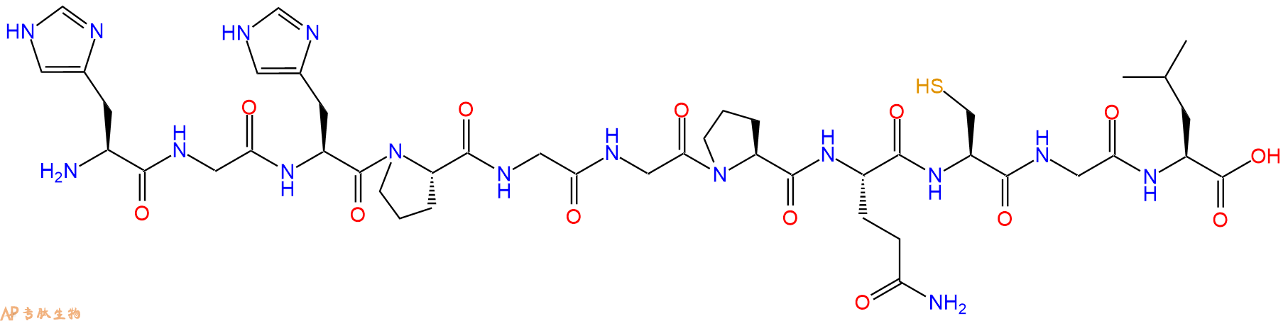 专肽生物产品H2N-His-Gly-His-Pro-Gly-Gly-Pro-Gln-Cys-Gly-Leu-OH