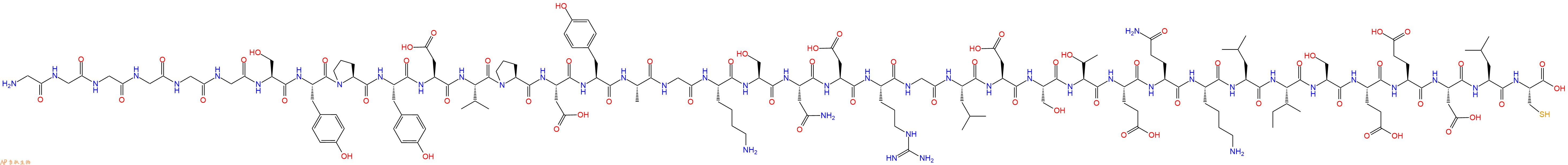 专肽生物产品H2N-Gly-Gly-Gly-Gly-Gly-Gly-Ser-Tyr-Pro-Tyr-Asp-Val-Pro-Asp-Tyr-Ala-Gly-Lys-Ser-Asn-Asp-Arg-Gly-Leu-Asp-Ser-Thr-Glu-Gln-Lys-Leu-Ile-Ser-Glu-Glu-Asp-Leu-Cys-OH