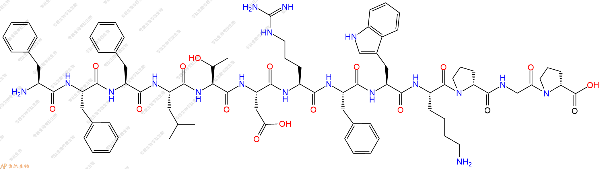 专肽生物产品H2N-Phe-Phe-Phe-Leu-Thr-Asp-Arg-Phe-Trp-Lys-DPro-Gly-DPro-OH