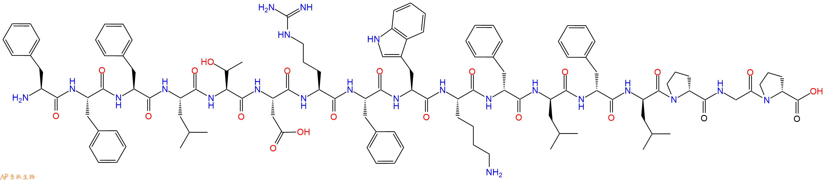 专肽生物产品H2N-Phe-Phe-Phe-Leu-Thr-Asp-Arg-Phe-Trp-Lys-DPhe-DLeu-DPhe-DLeu-DPro-Gly-DPro-OH