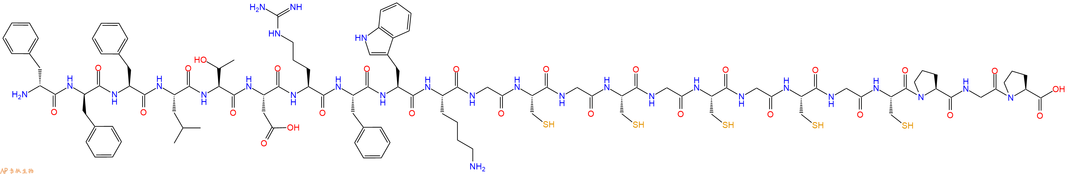 专肽生物产品H2N-DPhe-DPhe-Phe-Leu-Thr-Asp-Arg-Phe-Trp-Lys-Gly-Cys-Gly-Cys-Gly-Cys-Gly-Cys-Gly-Cys-Pro-Gly-Pro-OH