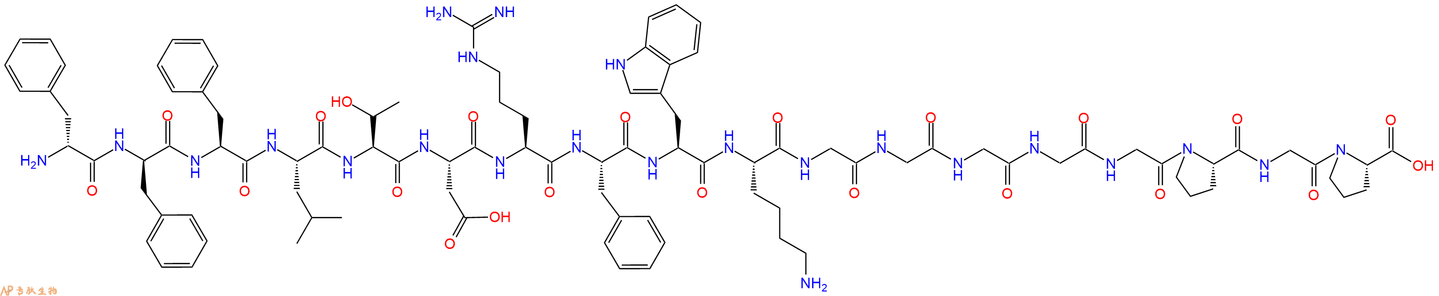 专肽生物产品H2N-DPhe-DPhe-Phe-Leu-Thr-Asp-Arg-Phe-Trp-Lys-Gly-Gly-Gly-Gly-Gly-Pro-Gly-Pro-OH