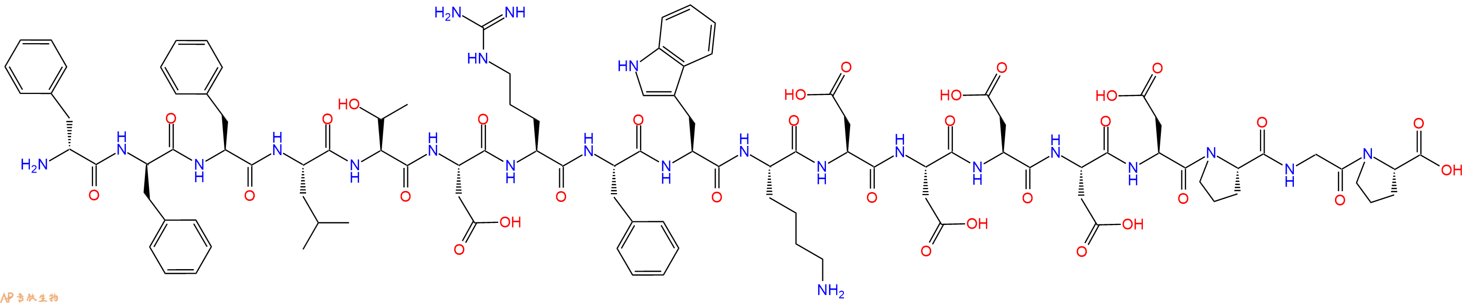 专肽生物产品H2N-DPhe-DPhe-Phe-Leu-Thr-Asp-Arg-Phe-Trp-Lys-Asp-Asp-Asp-Asp-Asp-Pro-Gly-Pro-OH