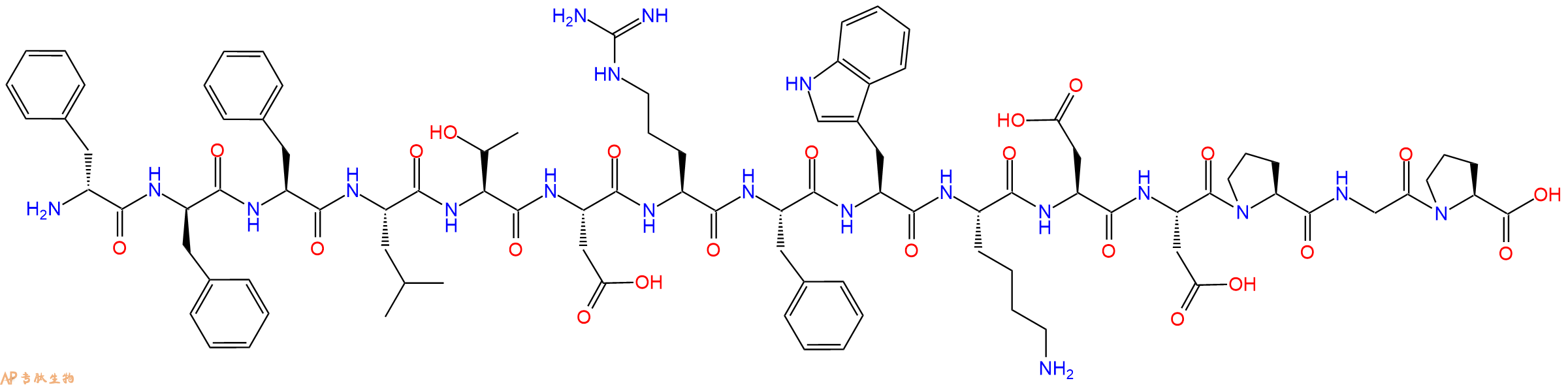 专肽生物产品H2N-DPhe-DPhe-Phe-Leu-Thr-Asp-Arg-Phe-Trp-Lys-Asp-Asp-Pro-Gly-Pro-OH